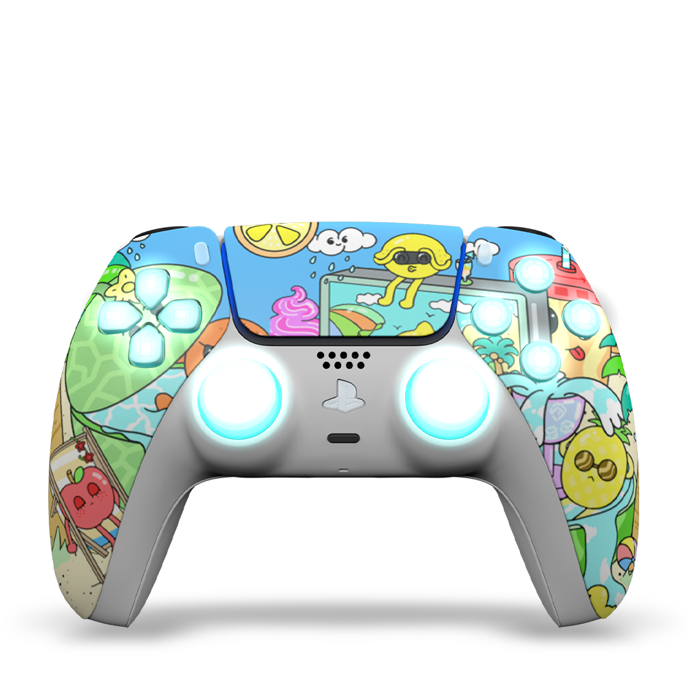 manette-Ps5-custom-fruity-party-led-avant-draw-my-pad