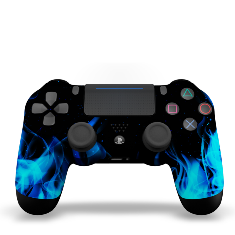coque-PS4-custom-playstation-4-sony-personnalisee-drawmypad-blue-fire-devant