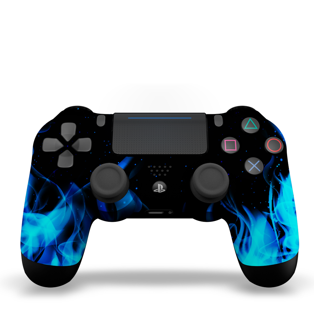 manette-PS4-custom-playstation-4-sony-personnalisee-drawmypad-blue-fire-devant