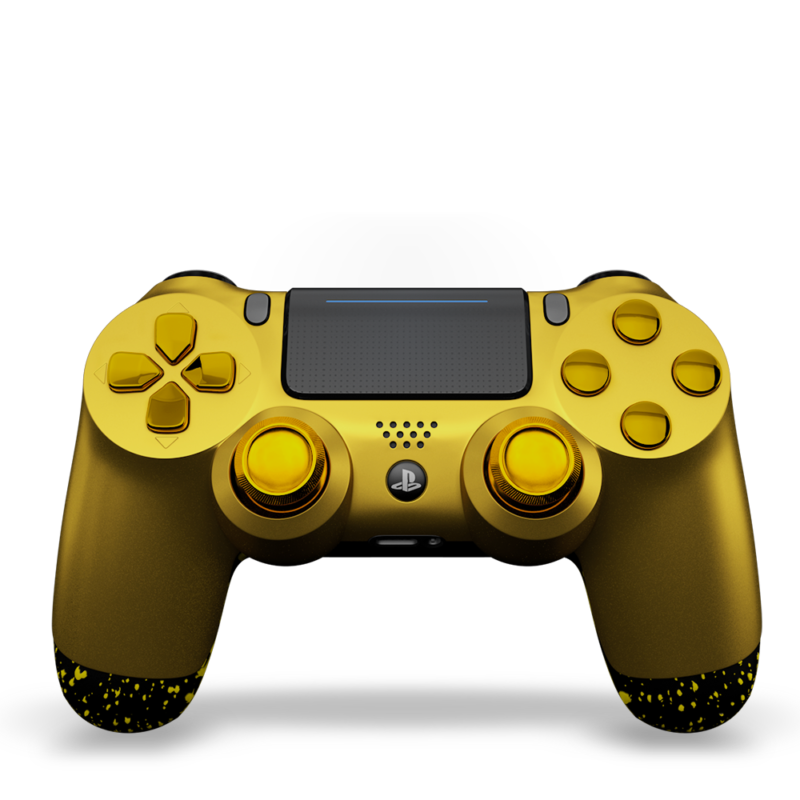 manette-PS4-custom-playstation-4-sony-personnalisee-drawmypad-gold-and-yellow-devant