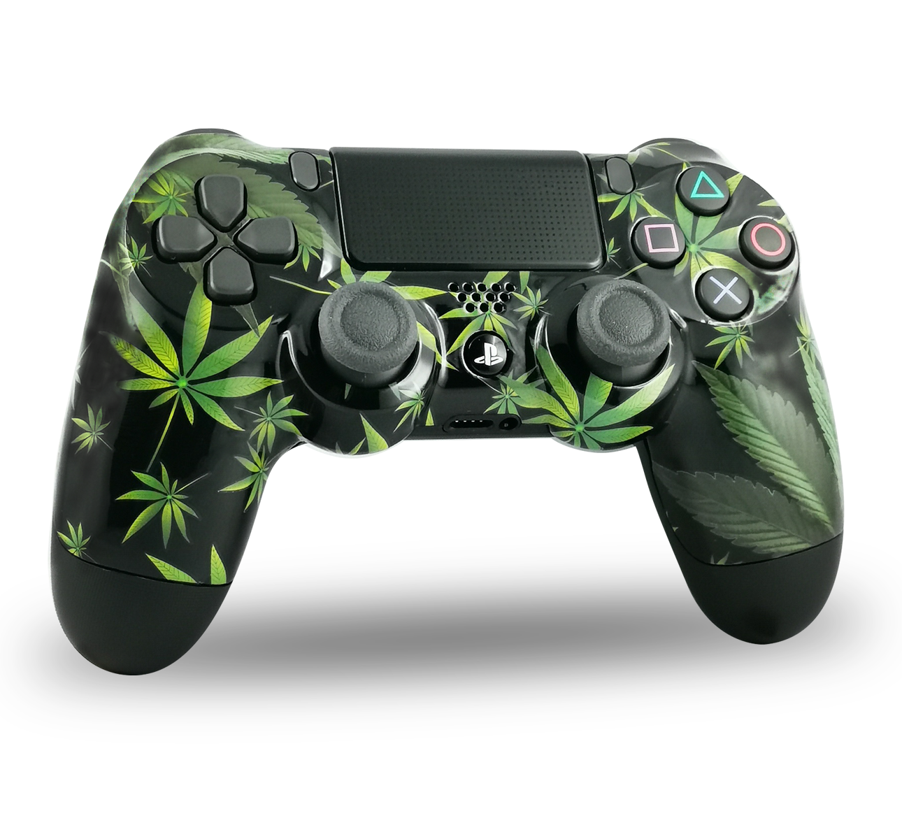 manette-PS4-custom-playstation-4-sony-personnalisee-drawmypad-kanadian-leaves-canabis