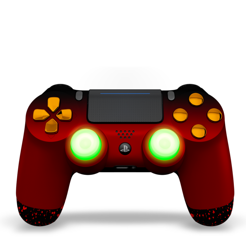 manette-PS4-custom-playstation-4-sony-personnalisee-drawmypad-red-gold-devant