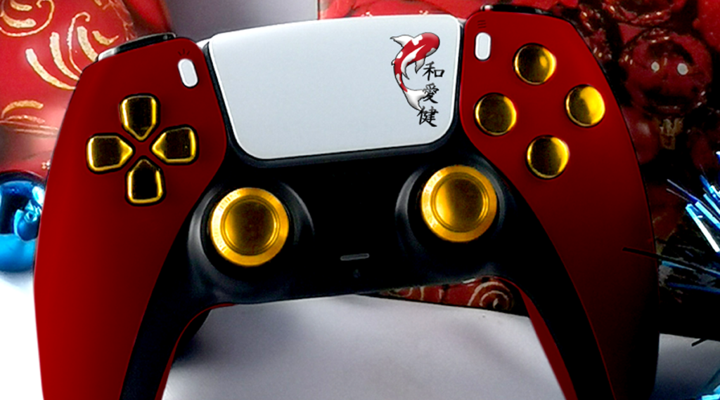 Manette PS5 personnalisée Red and Gold logo Japonais